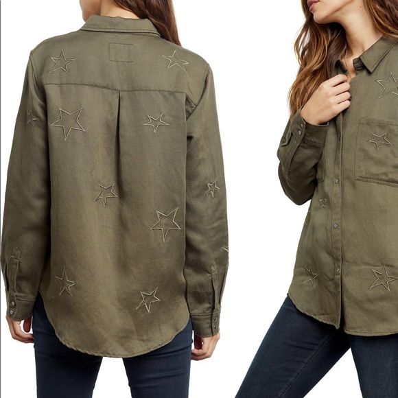 Rails Marcel Star Embroidered snap front shirt. - Picture 3 of 7